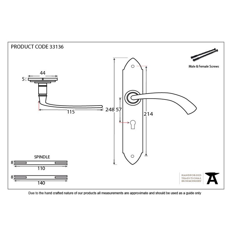 Gothic Lock Door Handle, Right, Black