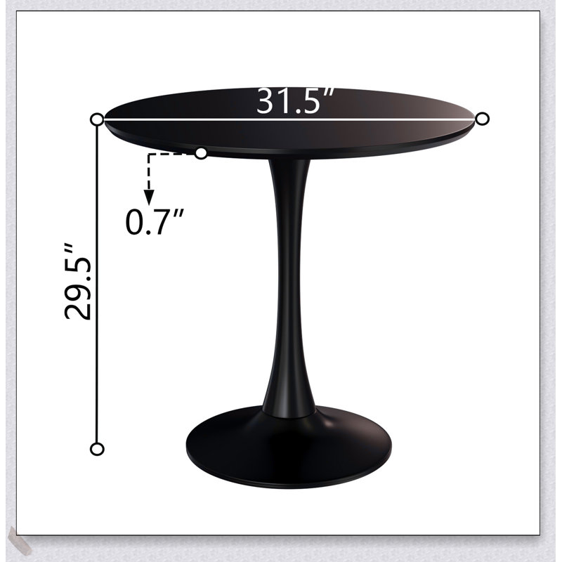 Élégant ensemble de table de salle à manger tulipe circulaire noir avec 2 chaises en cuir PU, parfait pour les petits espaces et l'élégance moderne.