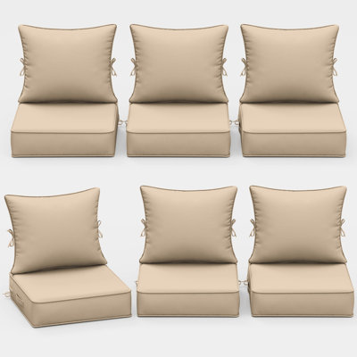 Outdoor Cushions 22X24X5 Patio Chair Cushions Indoor/Outdoor Seat And Back Cushion, Cushions Only (Set Of 6)