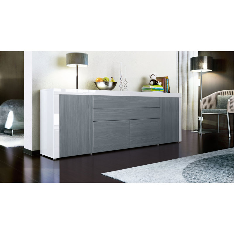 Sideboard Mccutcheon, White (Glossy)/Avola Anthracite/White (Glossy)