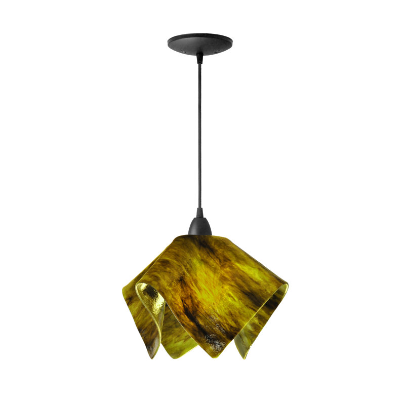 Amergin Flame Handcrafted Glass 1-Light Pendant, Large, Black, Treebark