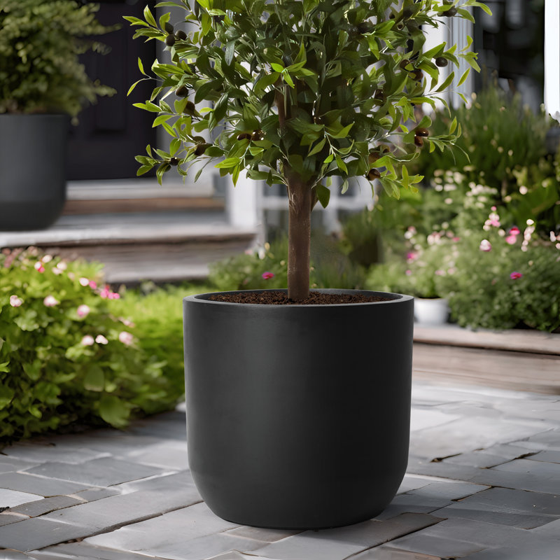 Pot à fleurs intérieur / extérieur Greemoor, Noir, H 13,80 po x l 14,60 po x P 14,60 po