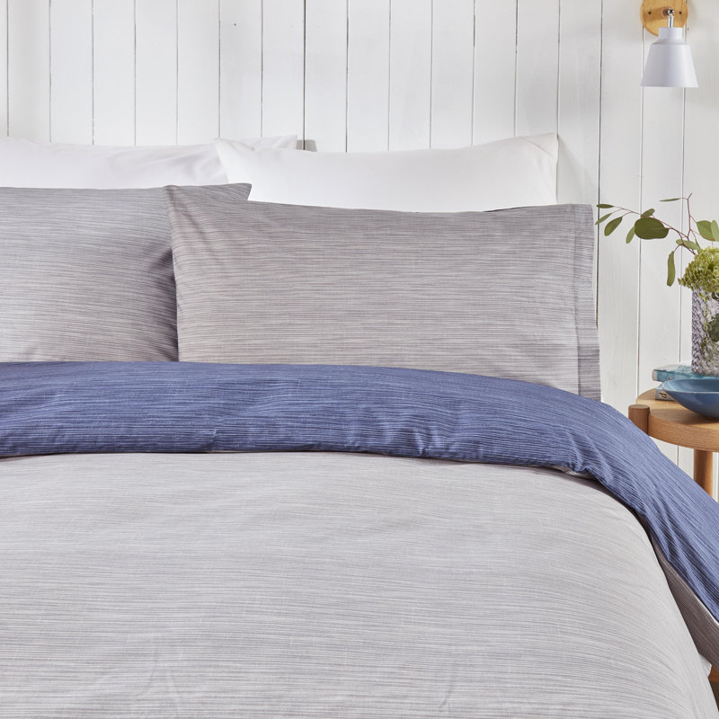 Bethan 120 TC Reversible Modern & Contemporary Duvet Cover Set, Navy/Grey, Kingsize - 2 Standard Pillowcases