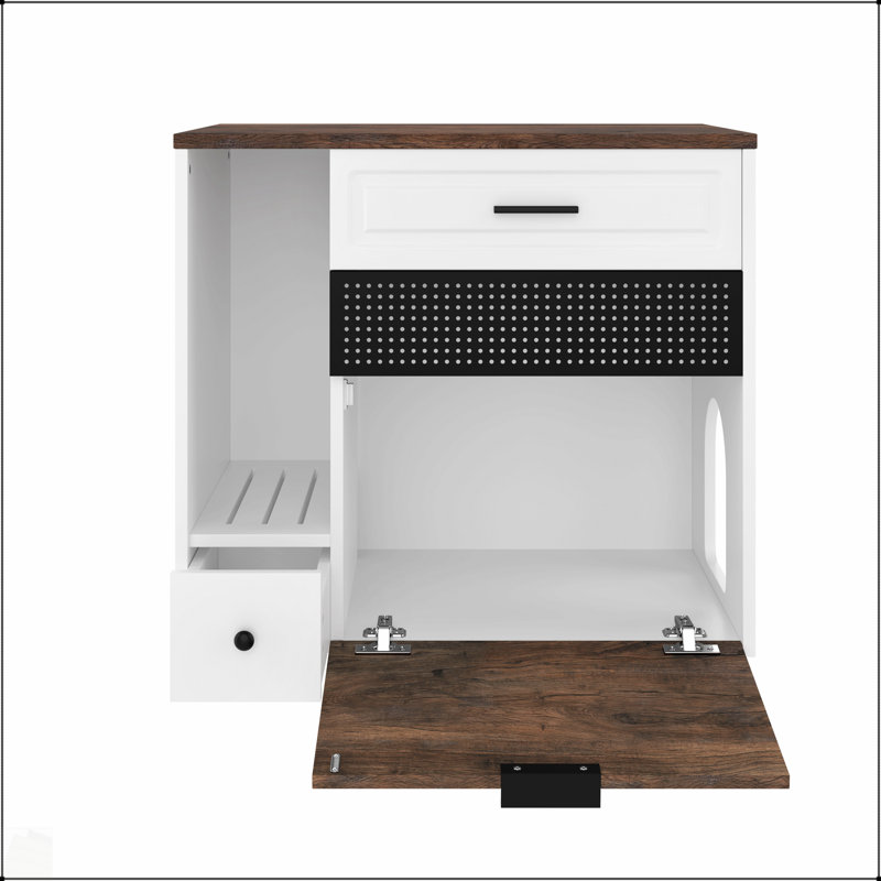 Enceinte de litière pour chat, meuble de litière cachée pour l'intérieur avec 2 tiroirs et porte, table de bout pour chat