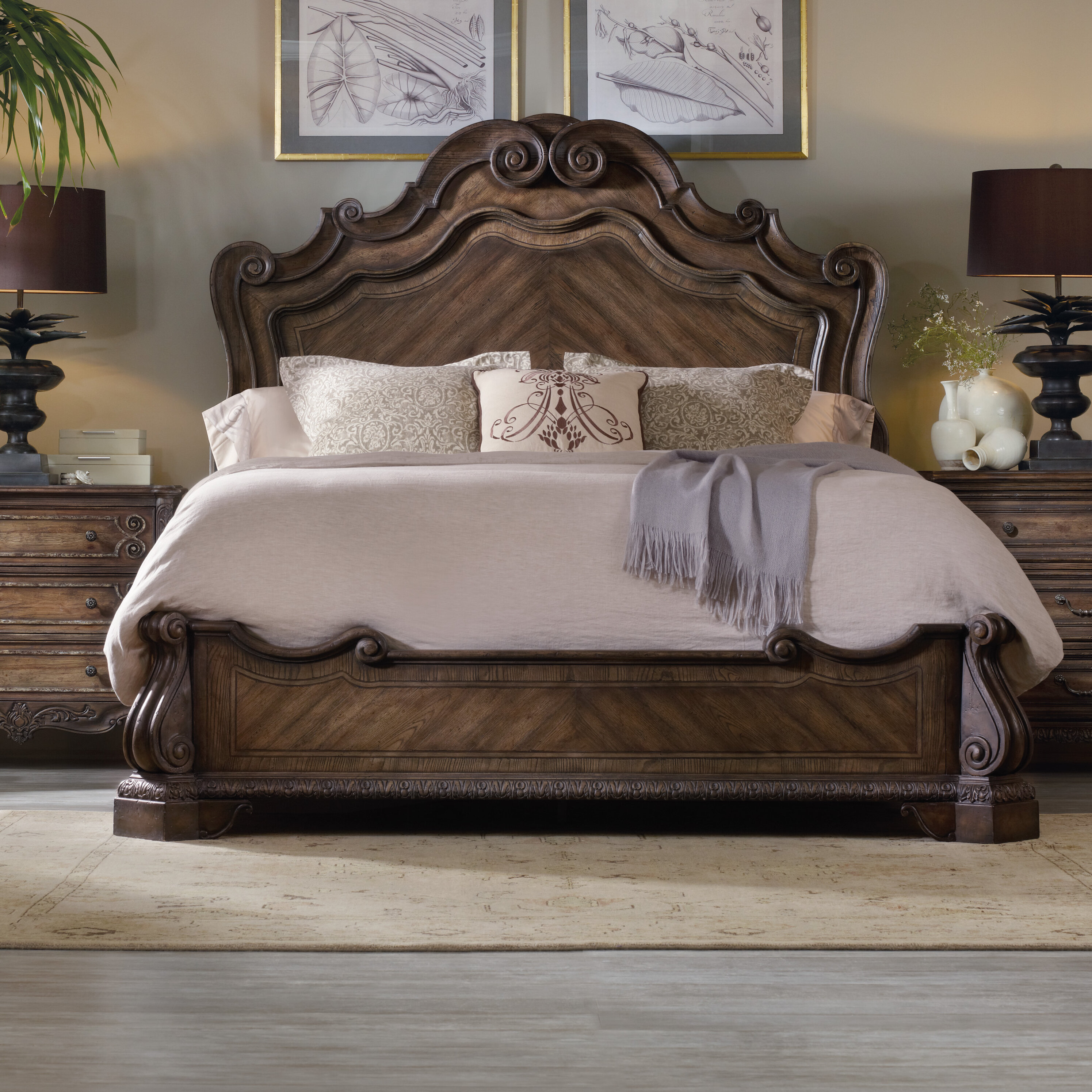 Rhapsody solid wood and online upholstered sleigh bed