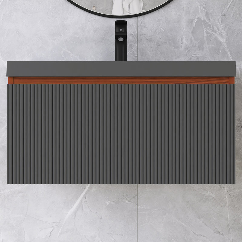 Meuble-lavabo mural simple 29,5 po avec comptoir en quartz, 29.5''