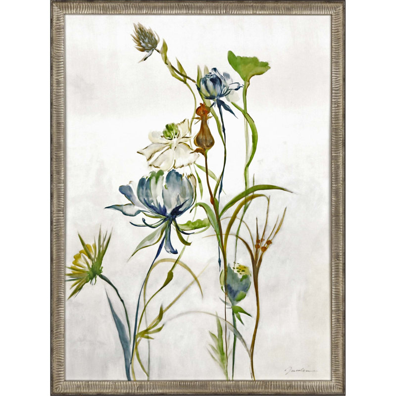 «Late Summer Wildflower II», reproduction d'art encadrée argentée