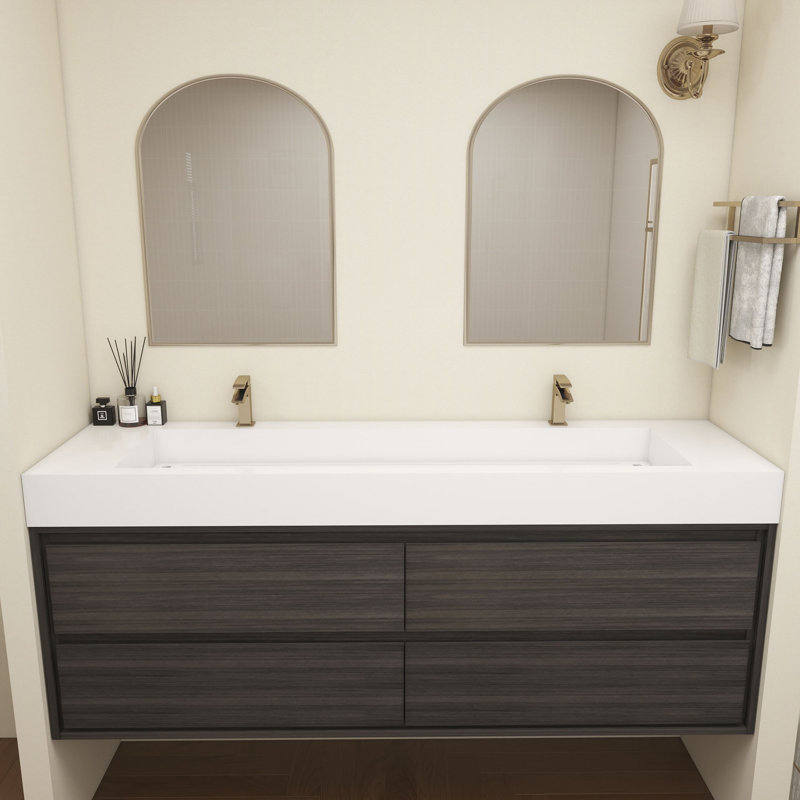 Base de meuble-lavabo Victoria seulement, Gris / Chêne