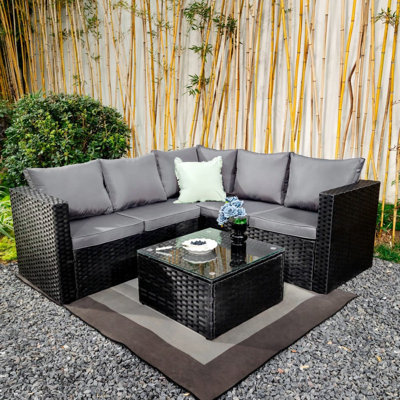 Deeanna 182cm Wide Outdoor L-Shaped Patio Sectional with Cushions