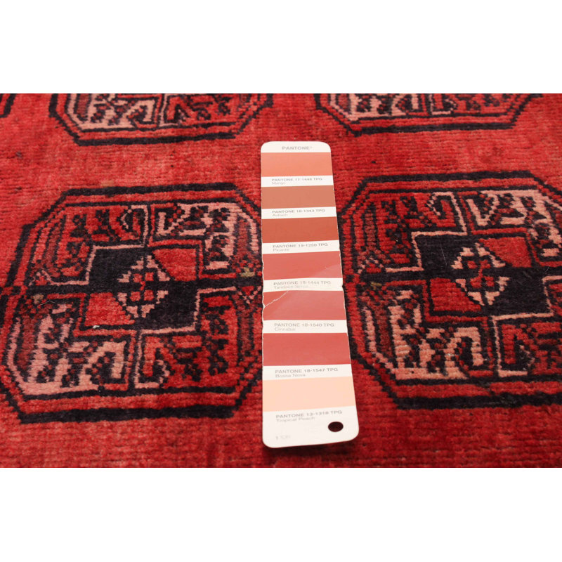 Tapis rouge Baluch unique fait à la main 3 pi 7 po x 6 pi 10 po One Of Kind