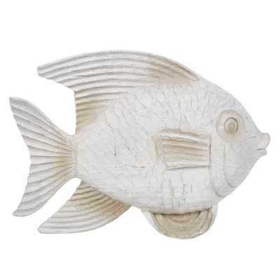 Resin Coastal Fish Decorative Figurine - White (14 inches)