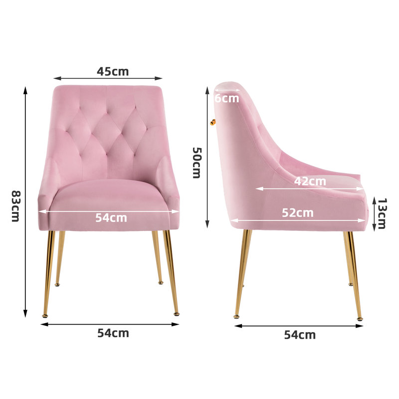 Eilis 30cm H Polyester Upholstered Upholstered Back Side Chair, Pink