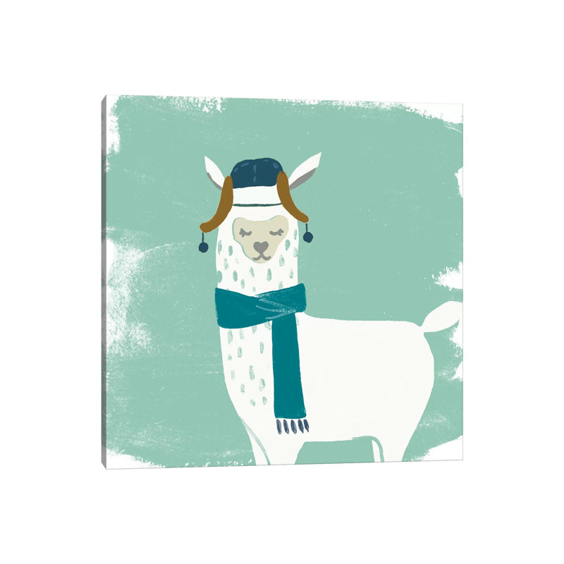 Bundle Up Llama III by June Erica Vess - Wrapped Canvas Print, 30.48 cm H x 30.48 cm W