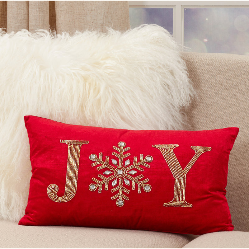 Beaded Christmas Collection Throw Pillow, Polyester/Polyfill