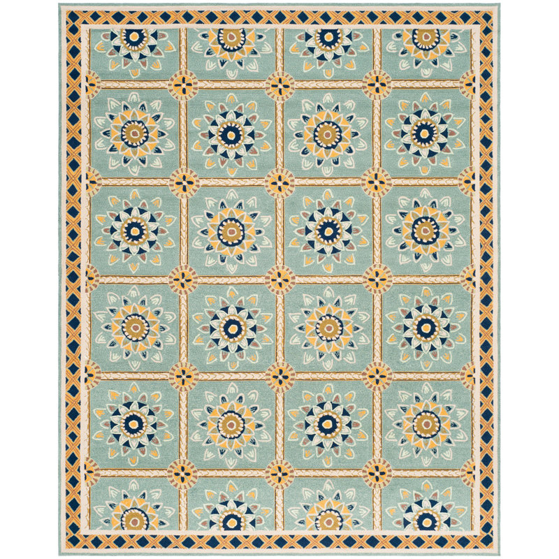 Midori Hand Hooked Performance Geometric Rug, Rectangle 8' x 10'