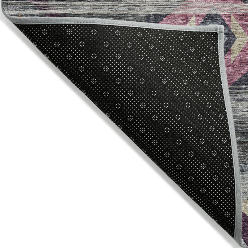 Tapis extérieur gris anthracite et argent 3 pi x 5 pi lavable de style Sud-Ouest