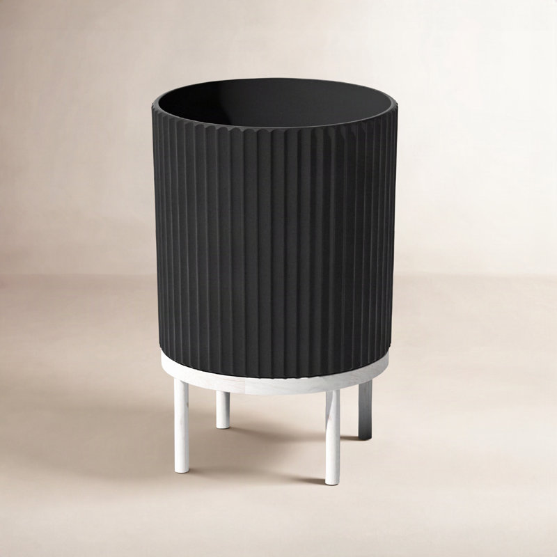 Jardinière Demi Series avec support, H 22 po x l 14,75 po x P 14,75 po, Noir / blanc, 1