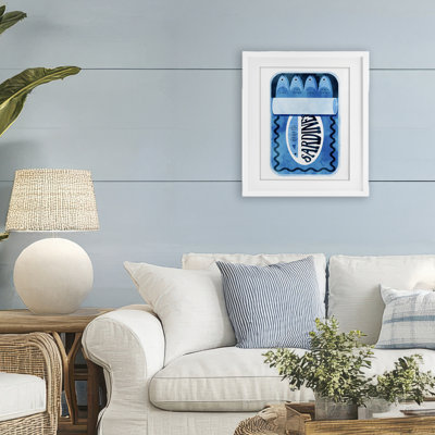 Reproduction sous verre moderne encadrée de sardines, par Lil 'Rue