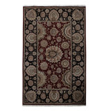 Wool Oriental Area Rug in Wine/Black/Red