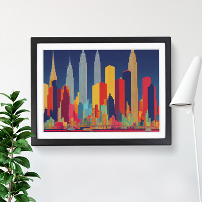 New York Skyline Retro Abstract - Single Picture Frame Print