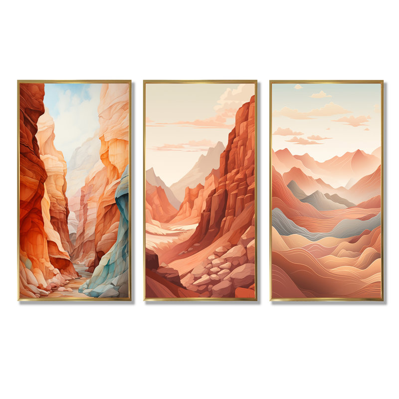 Canyon Canyon, paysage minimaliste, Cadre flottant doré, H 28 po x l 36 po
