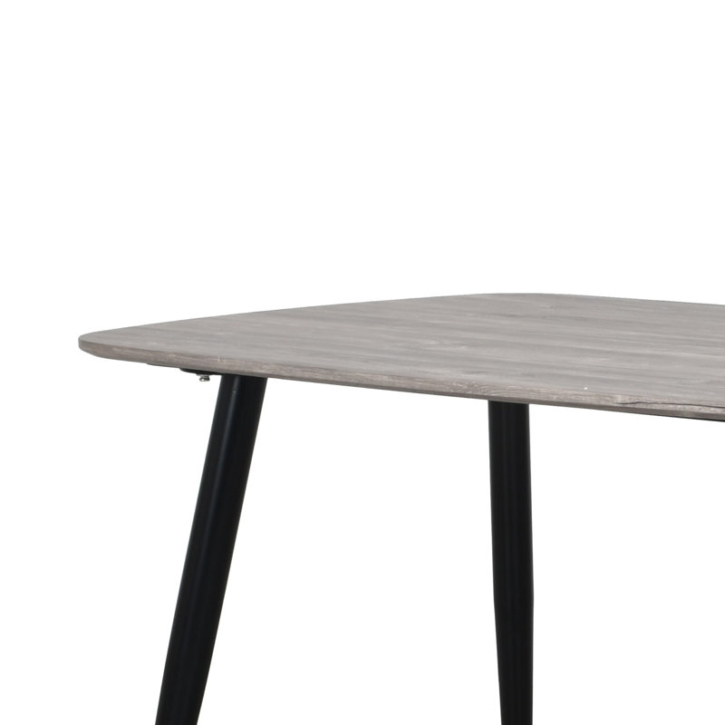 Huetter 5-Piece Casual Dining Set - Spacious Rectangular Table & 4 Curved Plastic Chairs, Black, Grey