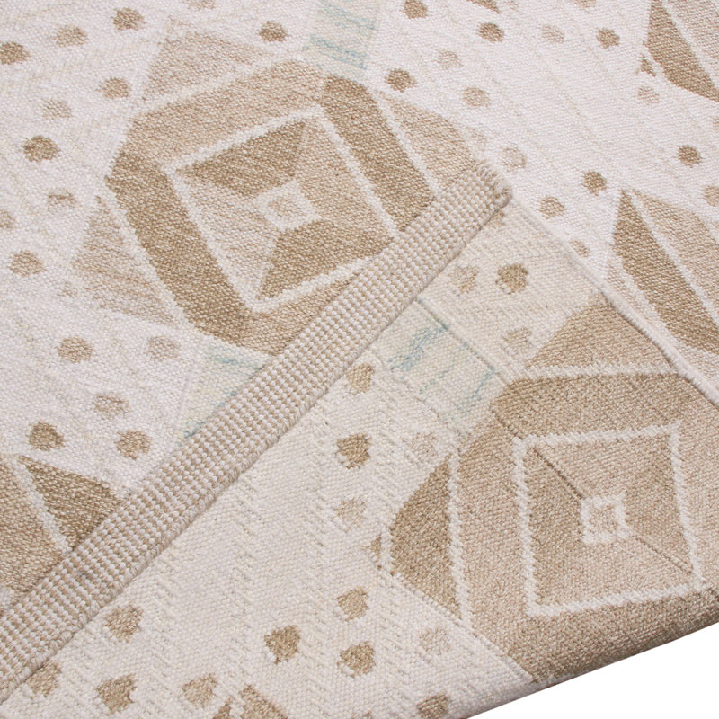 Scandinavian Hand Knotted Wool Geometric Area Rug, Rectangle 12' x 18'