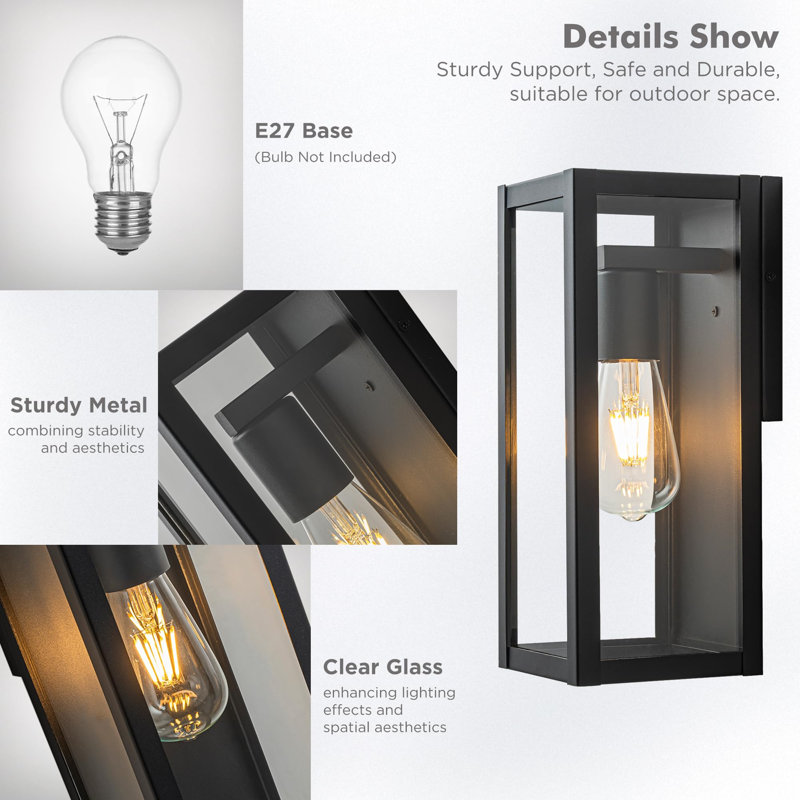 Matte Black 32.5cm H Outdoor Sconce