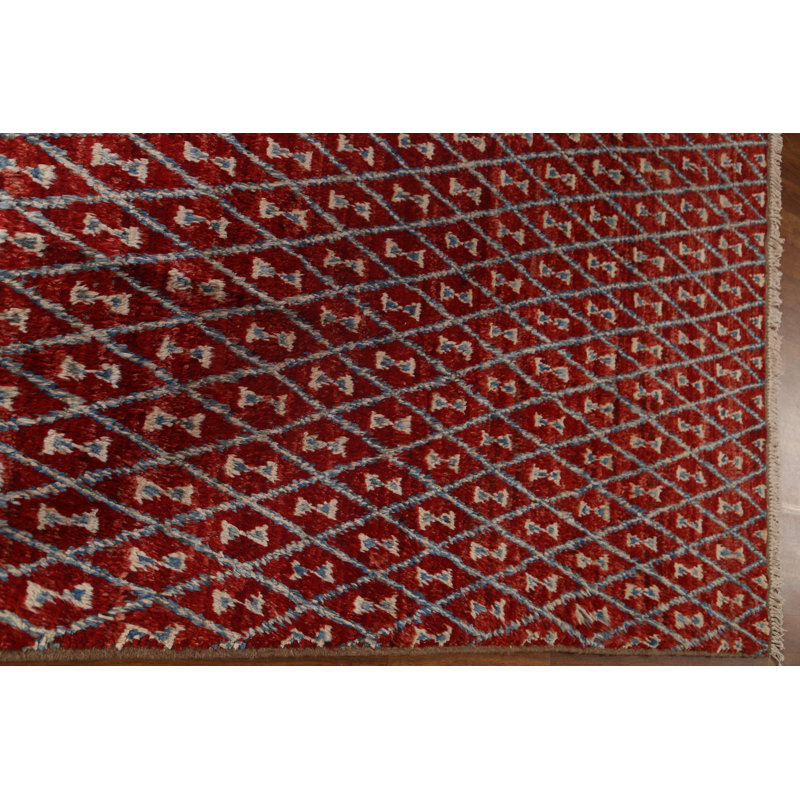 One-of-a-Kind 6'10'' x 9'9'' New Age Rectangle Wool Area Rug in Gold and Red