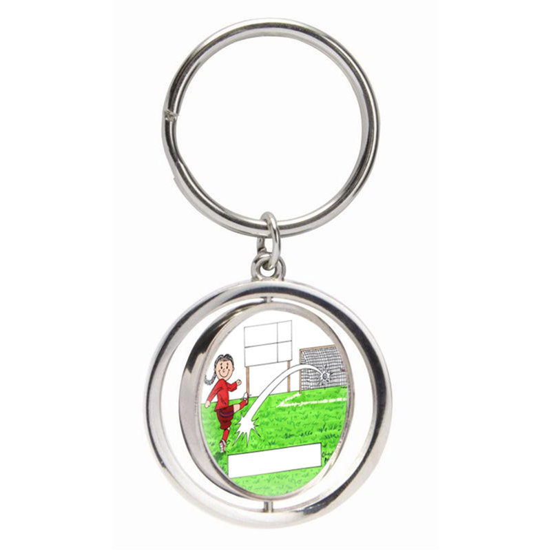 Personalized Soccer Player - Female Small Spinning Key Chain, Yes