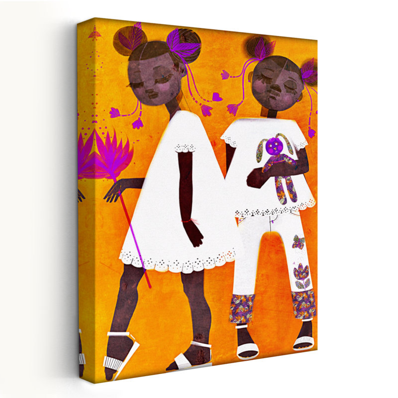 «The Petite Twins - Children», art figuratif multicentrique contemporain, H 24 po x l 16 po