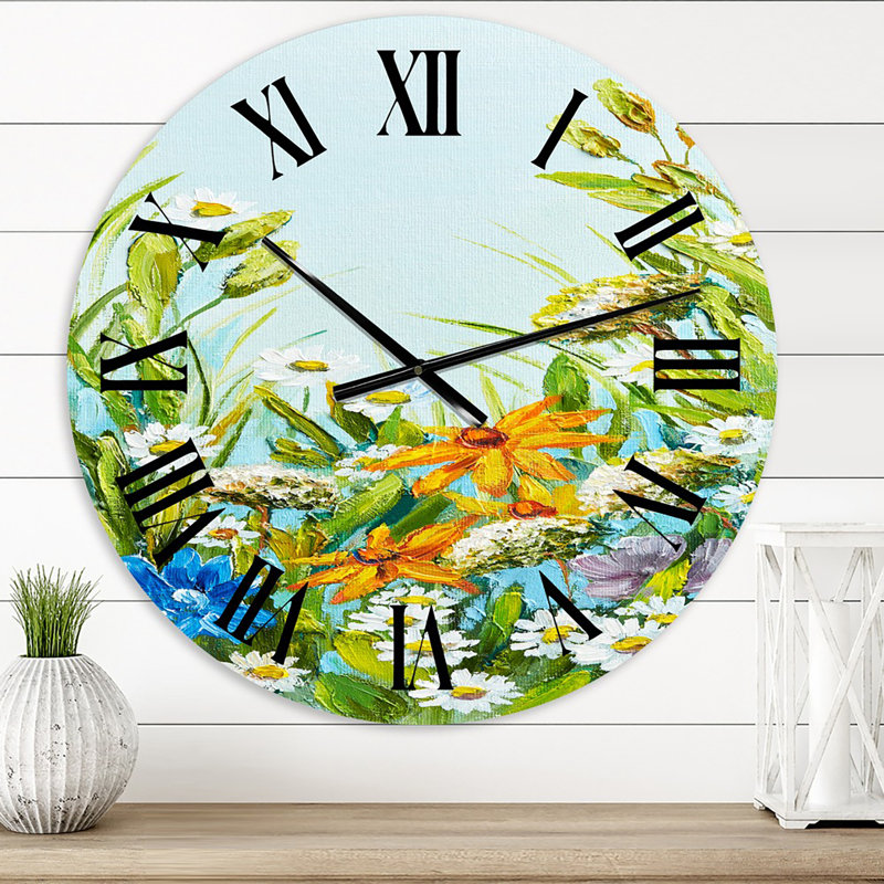 Nature morte aux fleurs sauvages colorées II - Horloge murale traditionnelle, Petit