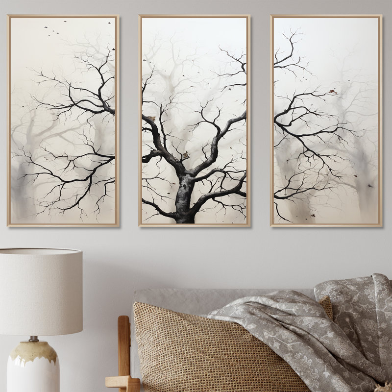 Ensemble de décorations murales érable blanc et gris minimalisme blanc et gris, Cadre naturel flottant