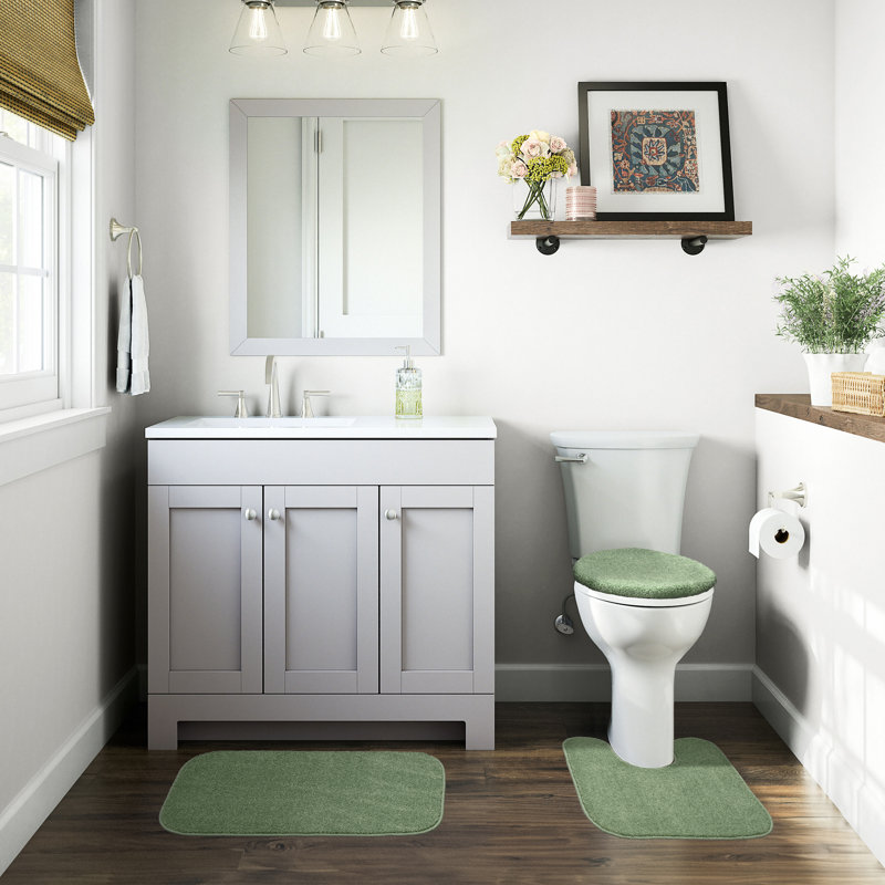 Felia Nylon 3 Piece Bath Rug Set with Non-Slip Backing, Deep Fern