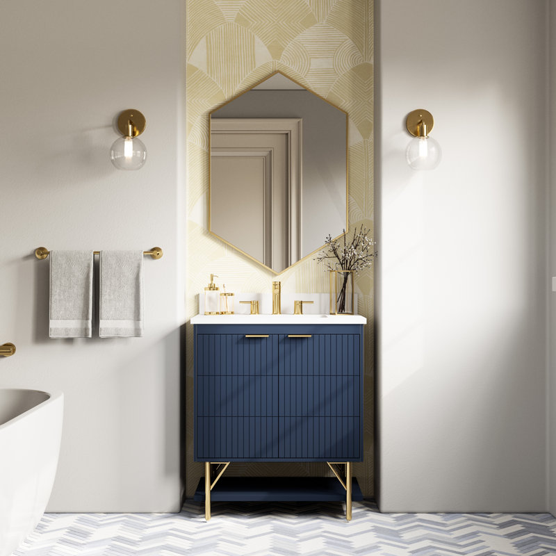 Meuble-lavabo simple 30 po avec plateau en quartz Calletano