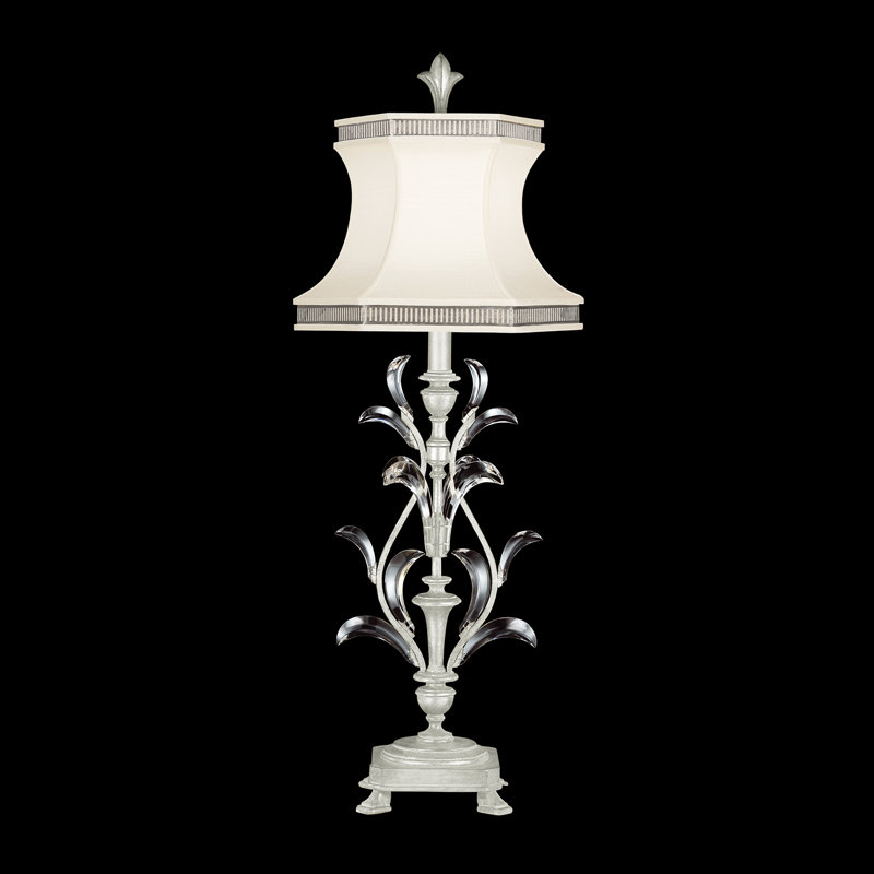 Silver Leaf Crystal 41" Table Lamp with Silk Shade