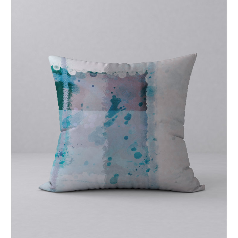Housse de coussin carrée/insert, 20 po X 20 po, Blanc / Bleu