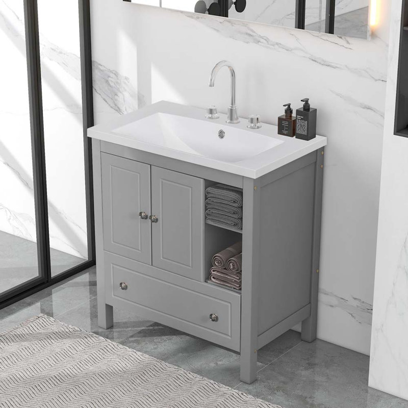 Ensemble de meuble-lavabo simple 30 po, Gris