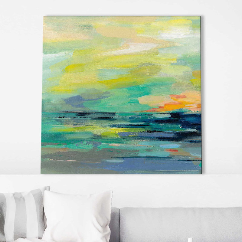 Pacific Beach I - peinture, Toile tendue, H 28 po x l 28 po x P 1,5 po