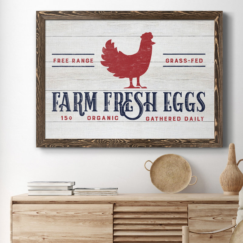 «Farm Fresh Eggs», reproduction d'impression sur toile, Noyer, H 31 po x l 44 po x P 1 po