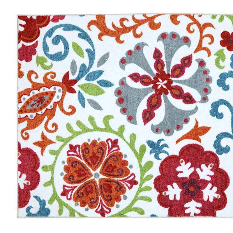 Tapis rouge / bleu / gris Luana, Rectangle 8 pi x 10 pi