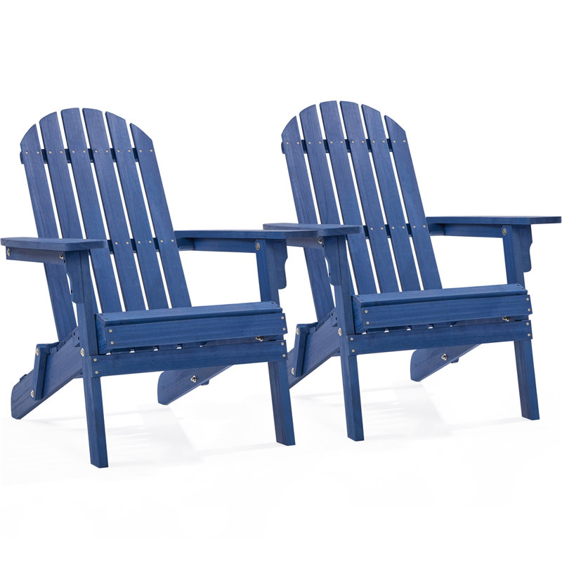 Chaise Adirondack pliante en bois massif Bennir, Bleu