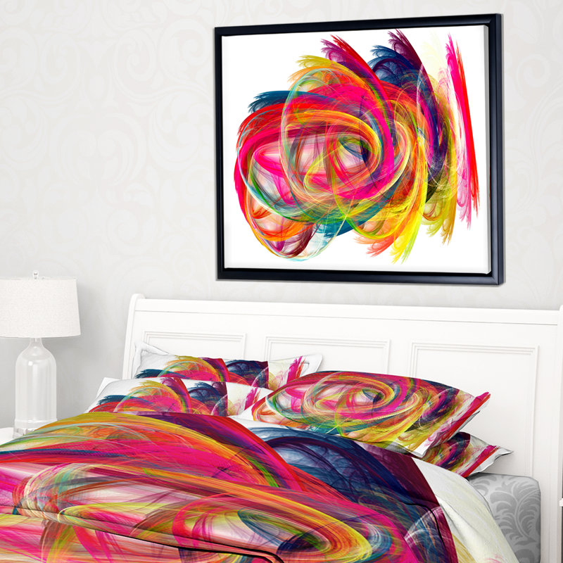 Corwin Colorful Thick Strokes - Abstract Cerclel Wall Art, H 30 po x l 40 po x P 1,5 po, Toile avec cadre flottant