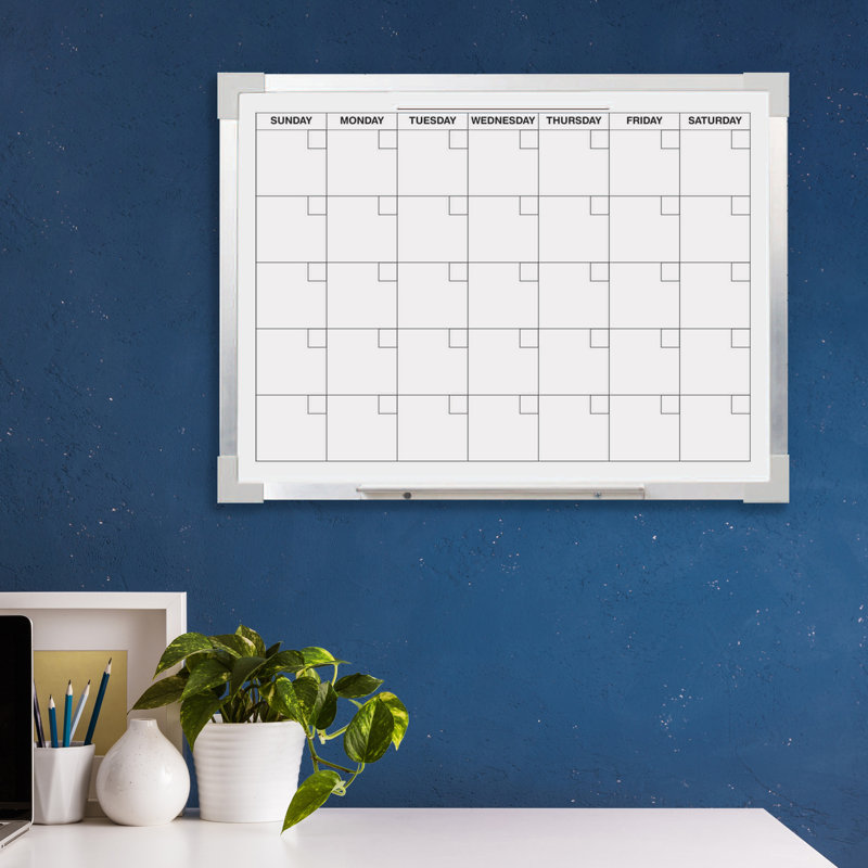 Aluminum Framed Magnetic Dry Erase Calendar Board, 18" x 24"