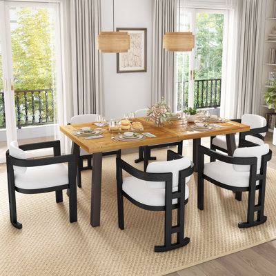Trana 7-Piece Wood & Fabric Upholstered Dining Set