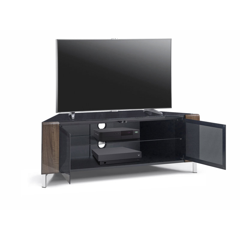 Allene Unfinished TV Stand for TVs up to 50", Black/Walnut/Black