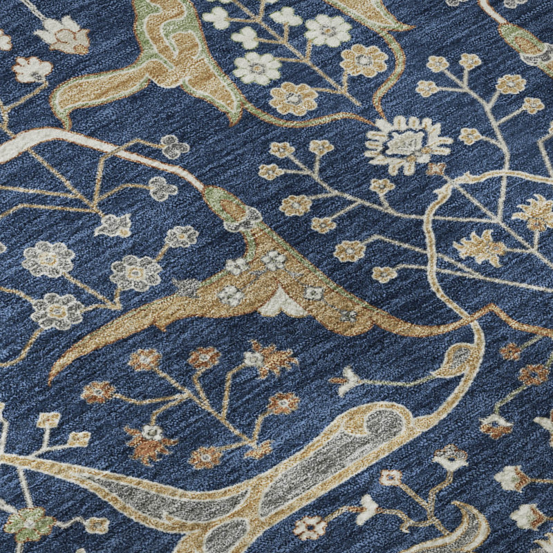 Premium Machine Washable Mayfield AMF2250 Global Rug, Navy, 9' x 12'