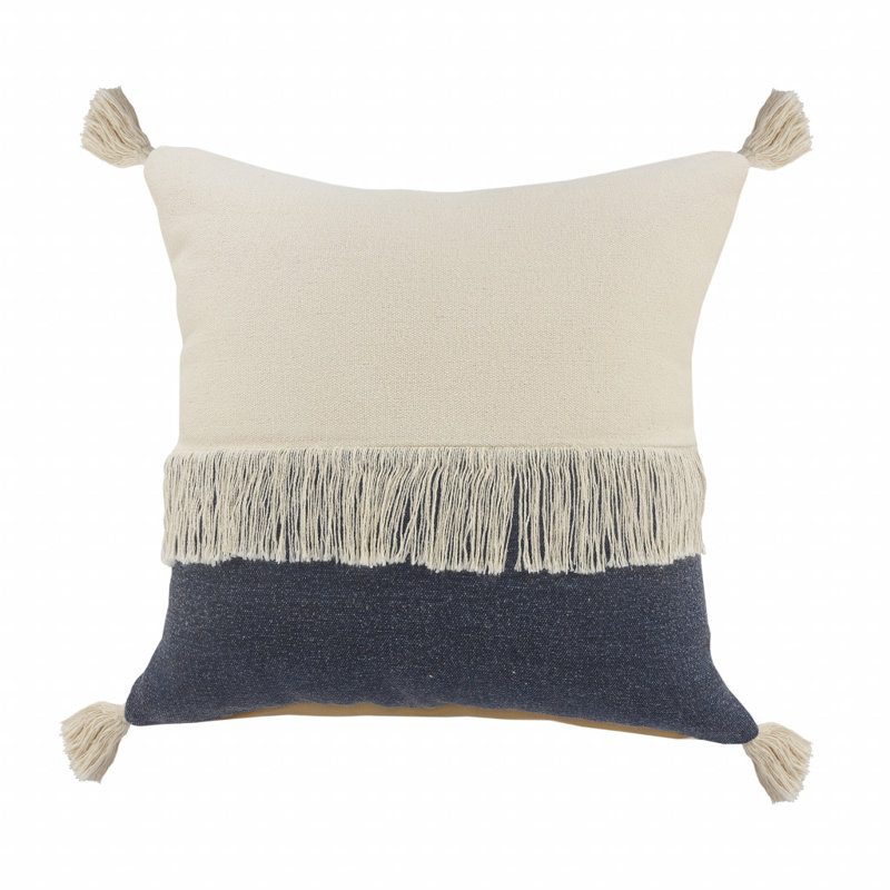 Insert de coussin réversible , Denim bleu / blanc cassé