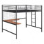 Lit mezzanine double en métal avec bureau et grille en métal, noir