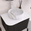 Meuble-lavabo mural de 24 po avec bords arrondis et motif rayÃ©, armoire de rangement avec un tiroir, lavabo rond en cÃ©ramique avec motif pierre-1218256152